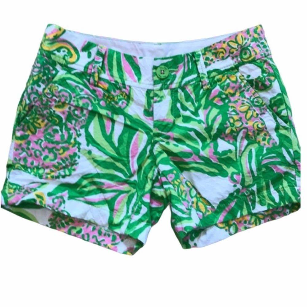 Lilly Pulitzer Pink & Green Callahan Shorts Size 00